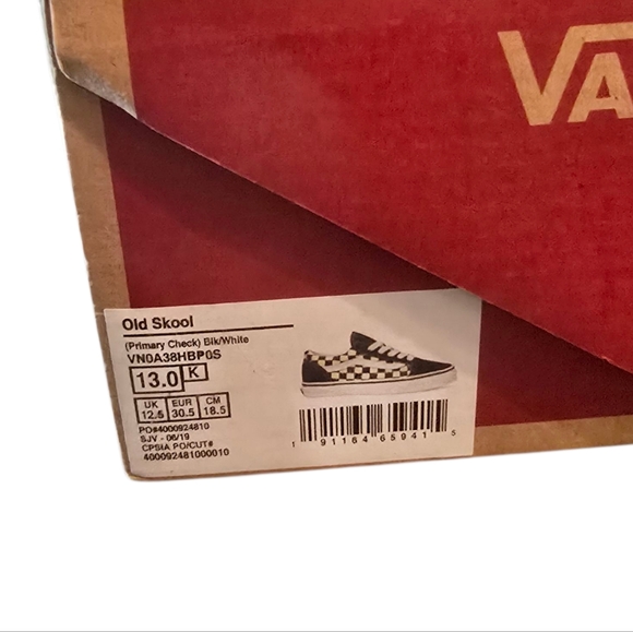 VANS Old School Kids Checkers Black And White New In Box - Picture 4 of 4